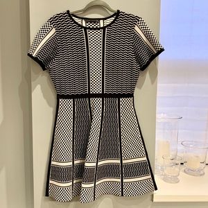 Zara Fit and Flare black and white dress